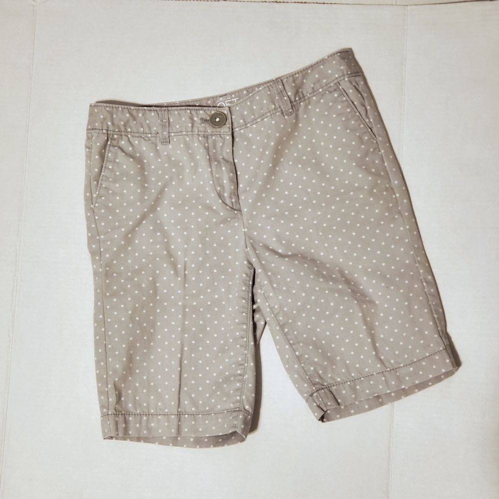 Ann Taylor Loft gray white polka dot shorts, 2P